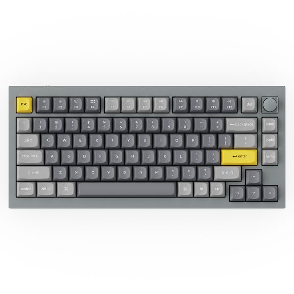 Клавиатура механическая Keychron Q1 84Key, Gateron Phantom Silver, USB-A, Hot-Swap, QMK, Knob, EN, RGB, Сірий Q1N5_KEYCHRON фото