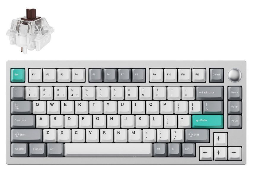 Клавіатура механічна Lemokey P1 Pro 84Key, Keychron Super Brown, WL/BT/USB-A, QMK/VIA, Hot-Swap, EN/UKR, RGB, Knob, Space Silver P1P-X3-UA фото