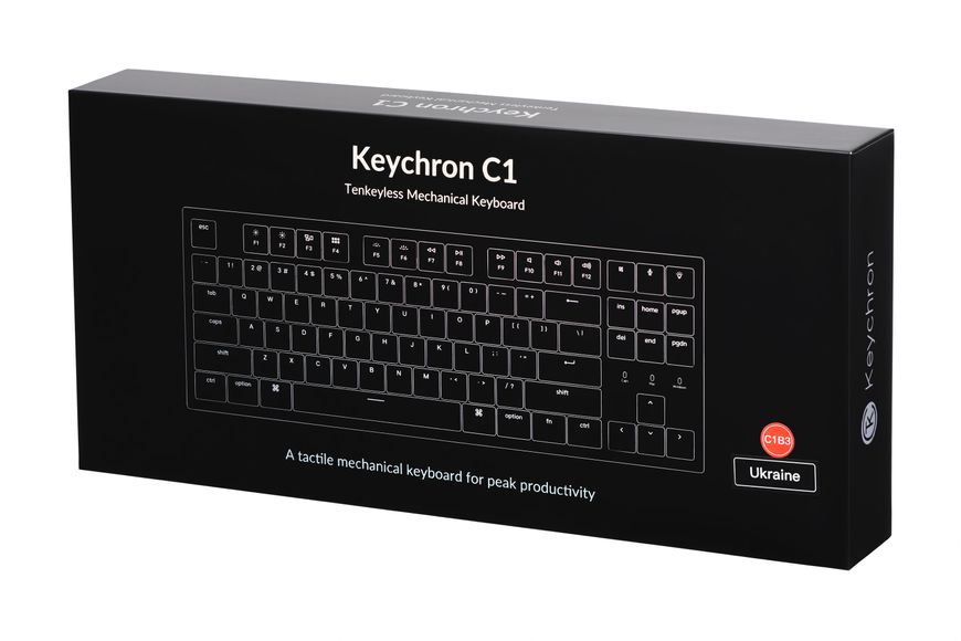 Дефект_Клавиатура механическая Keychron C1 87Key, Gateron G pro Blue, USB-A, EN/UKR, RGB, Чорний Дефект_C1B2_KEYCHRON фото