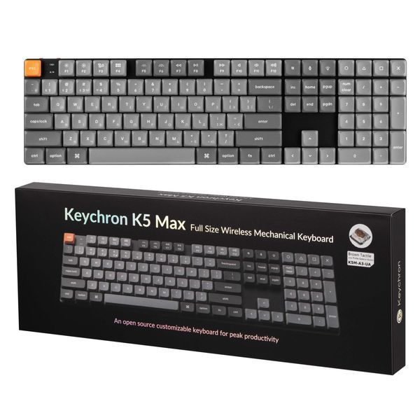 Клавиатура механическая Keychron K5 Max 104Key, Gateron MX 2.0 Brown, WL/BT/USB-A, QMK, White Led, черный K5MA3_KEYCHRON фото