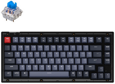 Клавиатура Keychron V1 84Key, Gateron G Pro Blue, Hot-Swap, QMK, USB-A, EN/UKR, RGB, Carbon Black V1B2_KEYCHRON фото