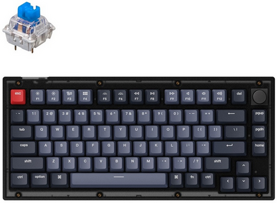 Клавиатура механическая Keychron V1 84Key, Gateron G PRO Blue, USB-A, Hot-Swap, QMK, Knob, EN/UKR, RGB, Frosted Black V1C2_KEYCHRON фото