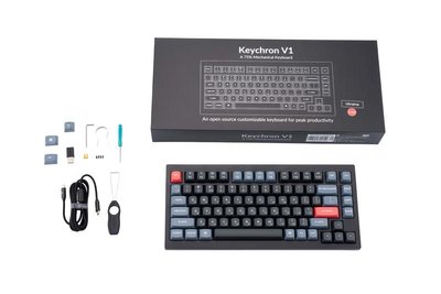 Клавиатура механическая Keychron V1 84Key, K Pro Brown, Hot-Swap, QMK, USB-A, EN/UKR, RGB, Carbon Black V1B3_KEYCHRON фото