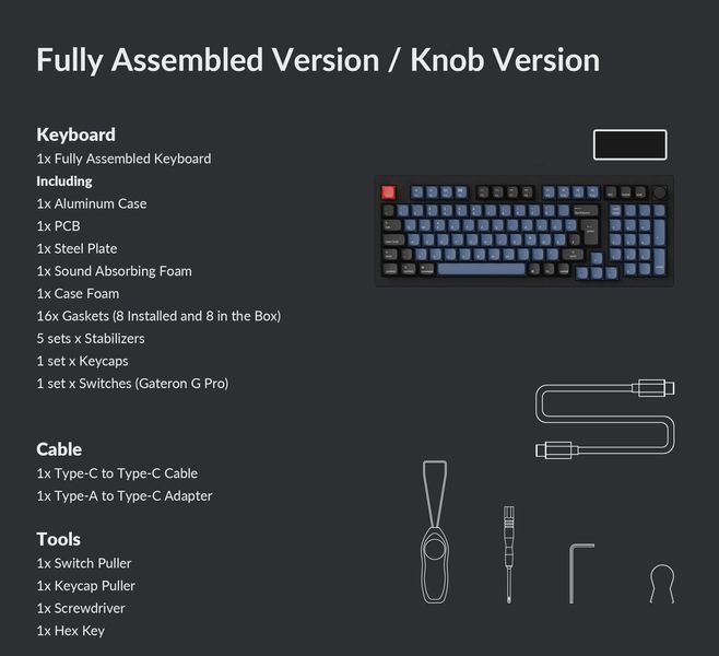 Клавиатура механическая Keychron Q5 100Key, Gateron G PRO Brown, USB-A, Hot-Swap, QMK, Knob, EN, RGB, Чорний Q5M3Z_KEYCHRON фото