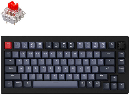 Клавиатура механическая Keychron V1 84Key, K Pro Red, Hot-Swap, QMK, Knob, USB-A, EN/UKR, RGB, Carbon Black Дефект_V1D1_KEYCHRON фото