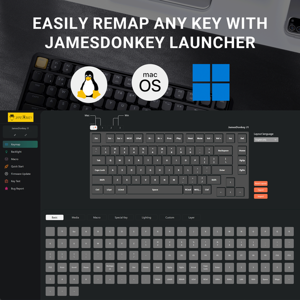 Клавіатура механічна Keychron J1 82Key, K pro Red, WL/BT/USB-A, QMK, Hot-swap, EN/UKR, RGB, чорний J1-H1-UA фото
