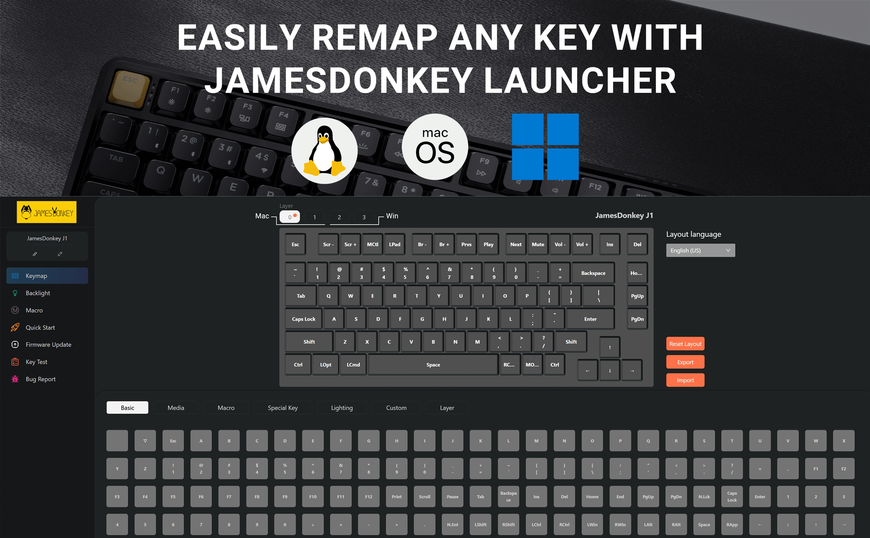 Клавіатура механічна Keychron J1 82Key, K pro Red, WL/BT/USB-A, QMK, Hot-swap, EN/UKR, RGB, чорний J1-H1-UA фото