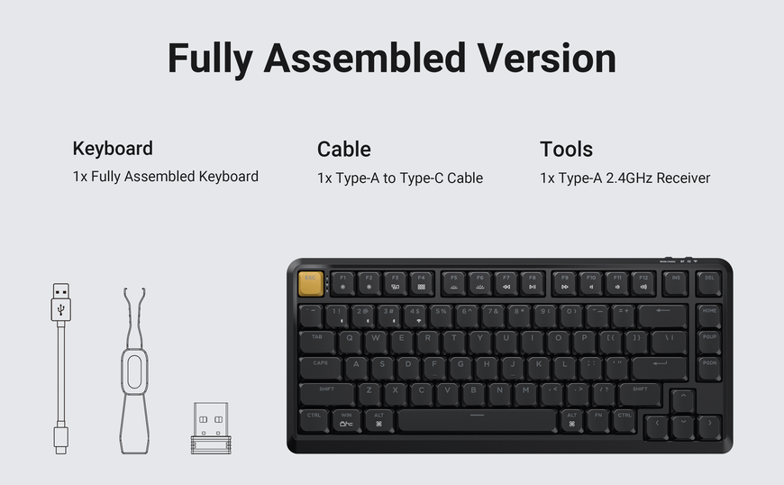 Клавиатура механическая Keychron J1 82Key, K pro Brown, WL/BT/USB-A, QMK, Hot-swap, EN/UKR, RGB, черный J1-H3-UA фото