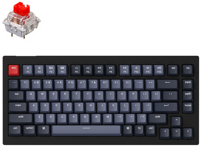 Клавиатура механическая Keychron V1 84Key, Gateron G PRO Red, USB-A, Hot-Swap, QMK, EN/UKR, RGB, Carbon Black V1B1_KEYCHRON фото