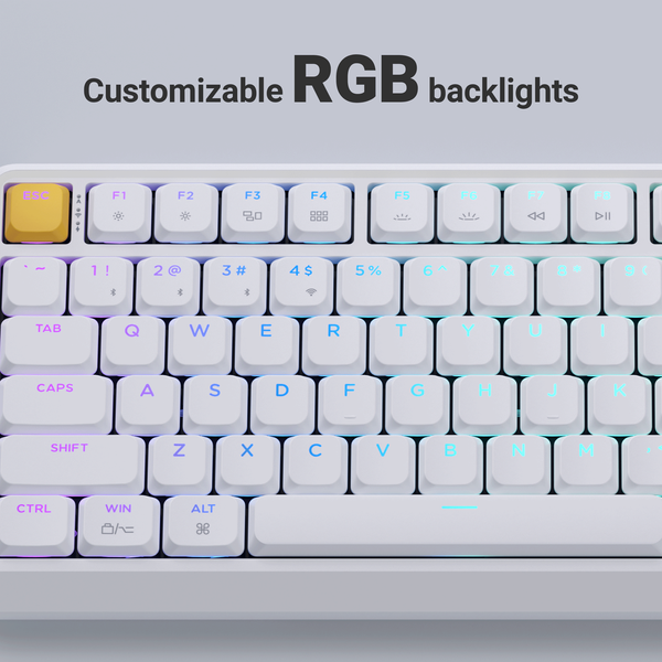 Клавіатура механічна Keychron J1 82Key, K pro Red, WL/BT/USB-A, QMK, Hot-swap, EN/UKR, RGB, білий J1-Q1-UA фото