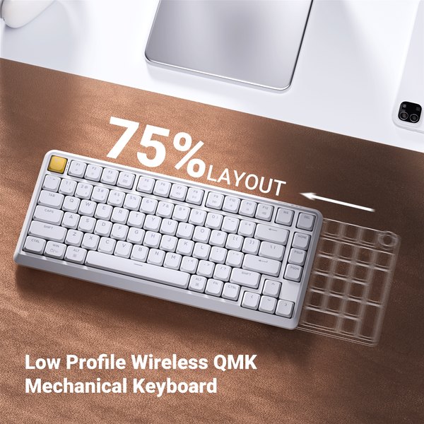Клавіатура механічна Keychron J1 82Key, K pro Red, WL/BT/USB-A, QMK, Hot-swap, EN/UKR, RGB, білий J1-Q1-UA фото