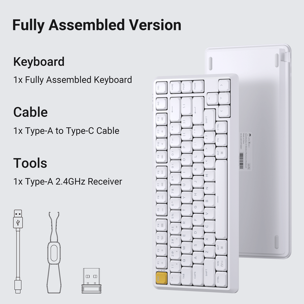 Клавіатура механічна Keychron J1 82Key, K pro Red, WL/BT/USB-A, QMK, Hot-swap, EN/UKR, RGB, білий J1-Q1-UA фото