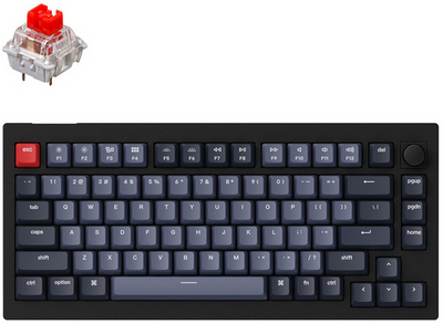 Клавиатура механическая Keychron V1 84Key, K Pro Red, Hot-Swap, QMK, Knob, USB-A, EN/UKR, RGB, Carbon Black V1D1_KEYCHRON фото