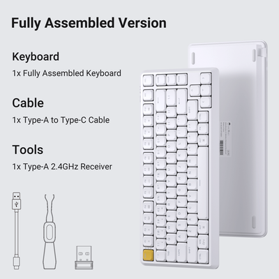 Клавіатура механічна Keychron J1 82Key, K pro Banana, WL/BT/USB-A, QMK, Hot-swap, EN/UKR, RGB, білий J1-Q4-UA фото