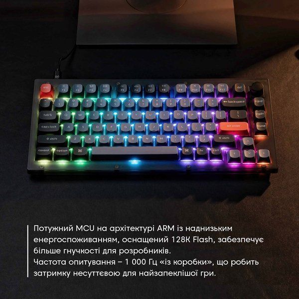 Клавіатура Keychron V1 84 Key QMK K PRO Red Hot-Swap RGB Knob Frosted Black V1C1_KEYCHRON фото