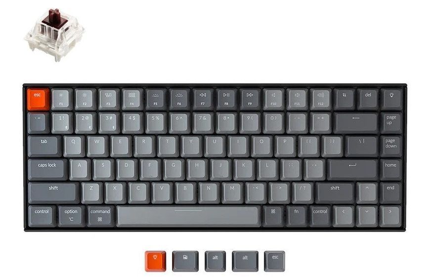 Дефект_Клавіатура механічна K2 84Key, Gateron G PRO Brown, BT/USB-A, EN/UKR, White Led, Чорний Дефект_K2A3_KEYCHRON фото
