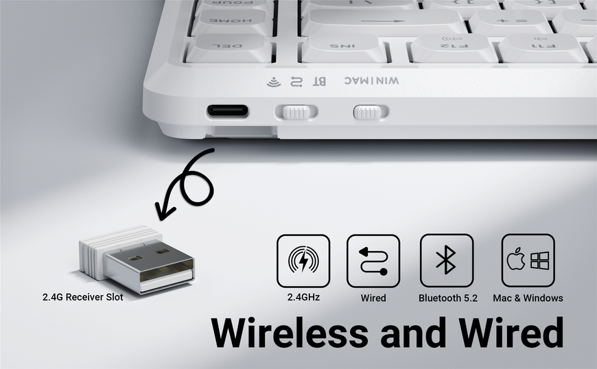 Дефект_Клавіатура механічна Keychron J1 82Key, K pro Banana, WL/BT/USB-A, QMK, Hot-swap, EN/UKR, RGB, білий Дефект_J1-Q4-UA фото
