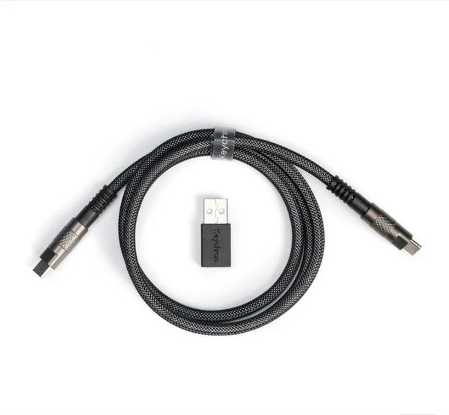 Кабель USB-A/USB-C > USB-C зарядки/синхронизации Keychron, 1м, Type-C, Double-Sleeved Geek, черный CAB21_KEYCHRON фото