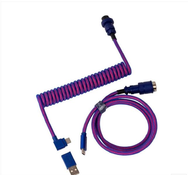 Кабель Type-A/Type-C Keychron Premium Coiled Aviator Cable-Angled Purpule CAB3_KEYCHRON фото