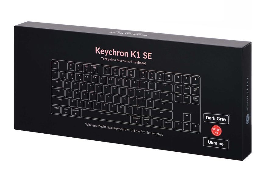Клавиатура механическая K1SE 87Key, Optical Red, BT/USB-A, Hot-Swap, Low Profile, EN/UKR, White LED, Чорний K1SEE1_KEYCHRON фото