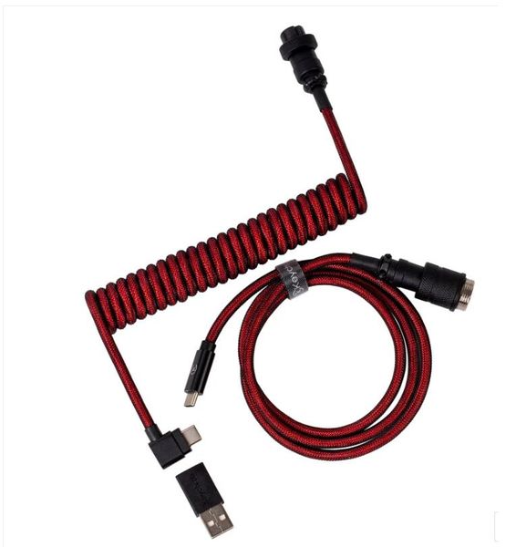 Кабель Type-A/Type-C Keychron Premium Coiled Aviator Cable-Angled Red CAB4_KEYCHRON фото