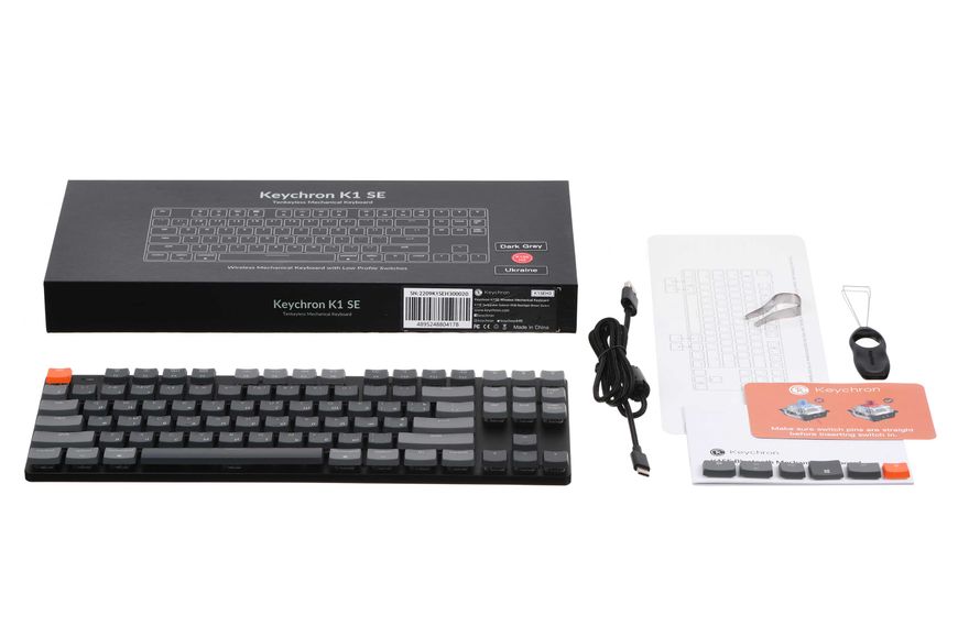 Клавиатура механическая K1SE 87Key, Optical Red, BT/USB-A, Hot-Swap, Low Profile, EN/UKR, White LED, Чорний K1SED1_KEYCHRON фото