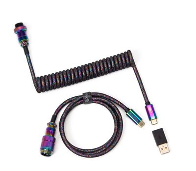 Кабель Type-A/Type-C Keychron Premium Coiled Aviator Cable-Straight Rainbow Palted black CAB5_KEYCHRON фото