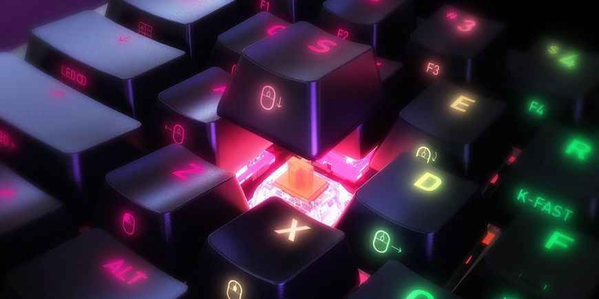 Клавіатура механічна Xtrfy K5 68Key, Kailh Red, USB-A, EN/UA, Hot-swap, RGB, Чорний K5-RGB-CPT-BLACK-R-UKR фото
