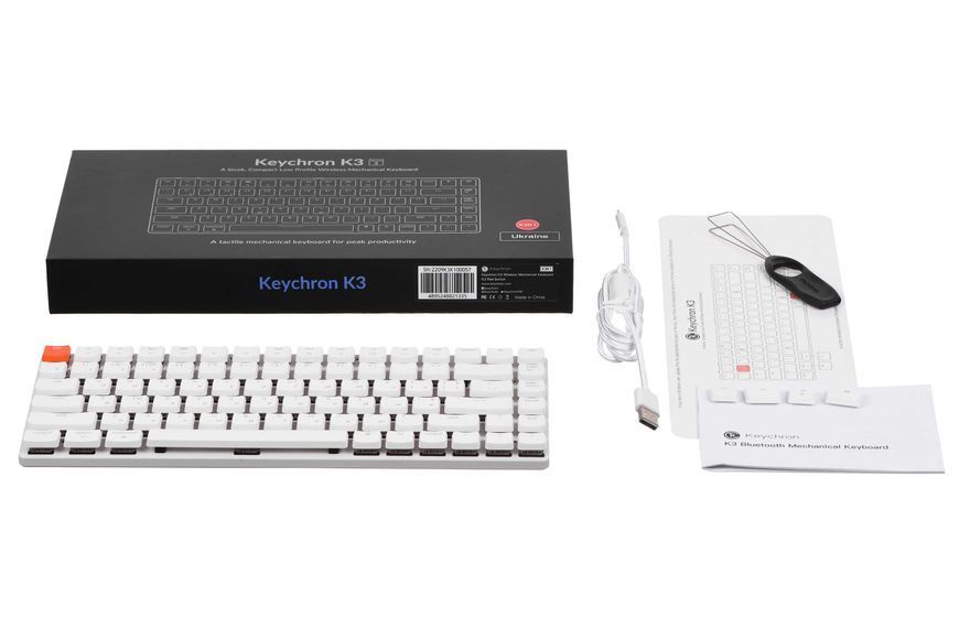 Клавіатура Keychron K3 84 Key Gateron Red WL UA White K3K1_KEYCHRON фото