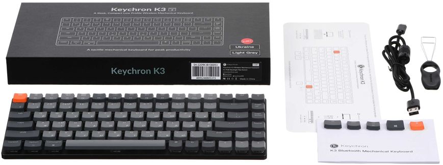 Дефект_Клавиатура механическая K3 84Key, Optical Brown, BT/USB-A, Hot-swap, Low Profile, EN/UKR, RGB, Чорний Дефект_K3E3_KEYCHRON фото