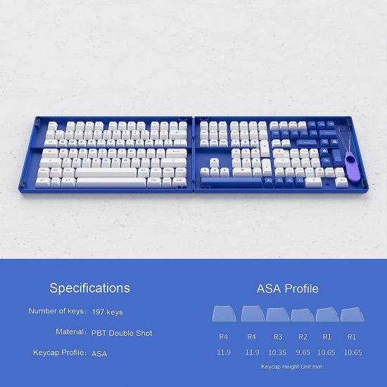 Набор кейкапов Akko Blue on White Fullset Keycaps 6925758618298 фото