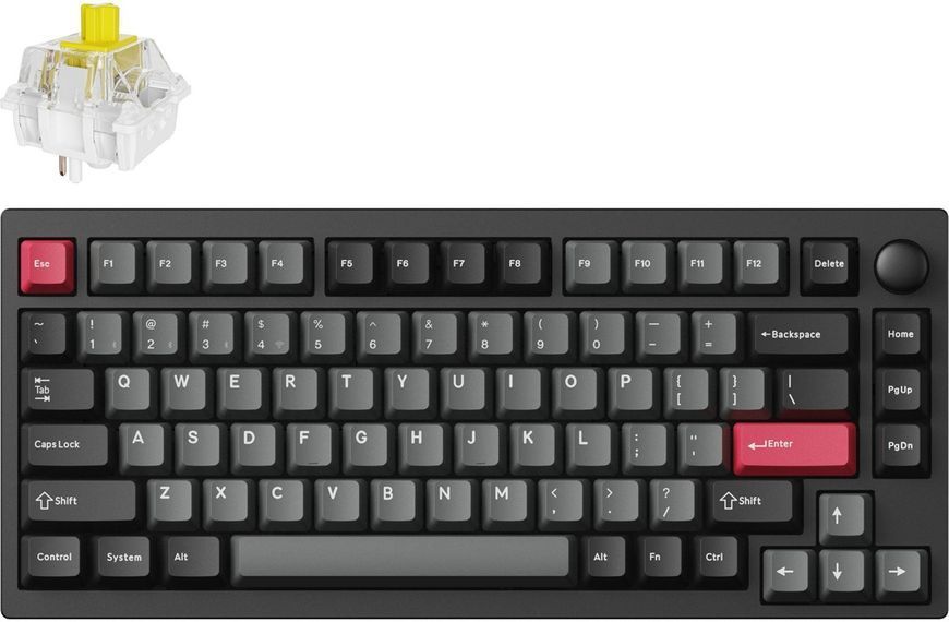 Клавиатура механическая Lemokey P1 Pro 84Key, Keychron Super Banana, WL/BT/USB-A, QMK/VIA, Hot-Swap, EN/UKR, RGB, Knob, Carbon Black P1P-M4-UA фото