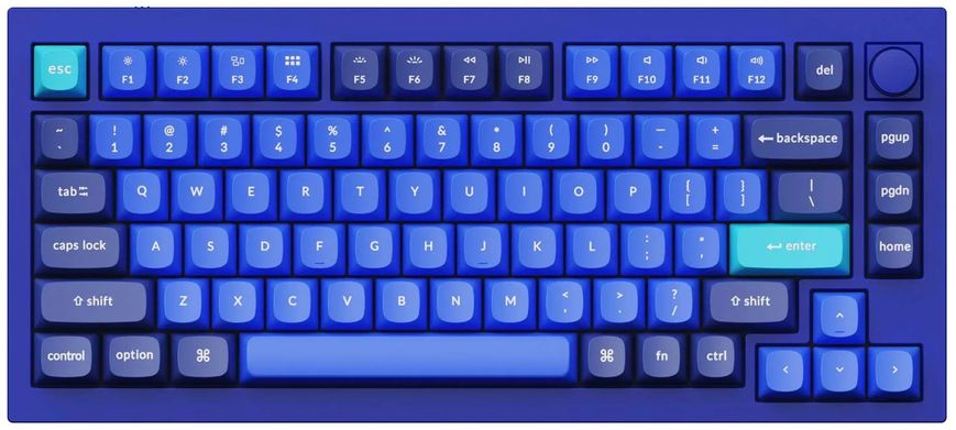 Клавиатура механическая Keychron Q1 84Key, Gateron Phantom Silver, USB-A, Hot-Swap, QMK, Knob, EN, RGB, Синій Q1O5_KEYCHRON фото