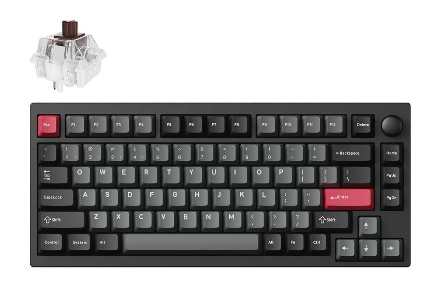 Клавиатура механическая Lemokey P1 Pro 84Key, Keychron Super Brown, WL/BT/USB-A, QMK/VIA, Hot-Swap, EN/UKR, RGB, Knob, Carbon Black P1P-M3-UA фото